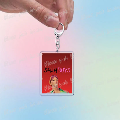 Kpop Demon Hunters Huntrix Saja Boys Keychain Bag Charm Rumi Zoey Jinu Ramen Keyring Fans Gift