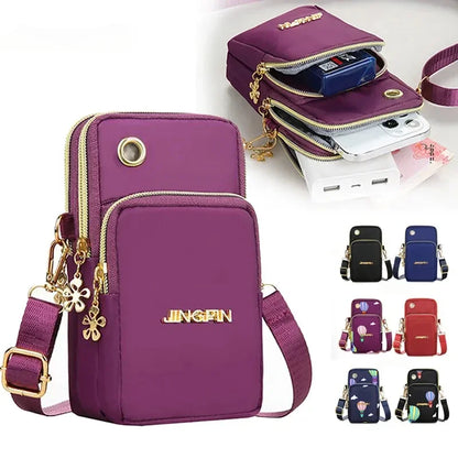 Women's Mobile Phone Crossbody Bag - Fashion Mini 3-Layer Wallet with Neck Strap | Mommy Coin and Running Cover Shoulder Bag