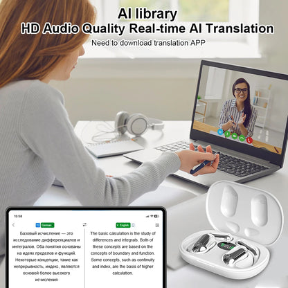 Wireless BT Translation Earbuds — Real-Time 144-Language Translator, 3-in-1 for Travel, Business & Learning