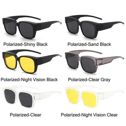 UV Protection Fit Over Glasses Sunglasses - Polarized Wrap Around Square Shades | Wearable Over Prescription Glasses