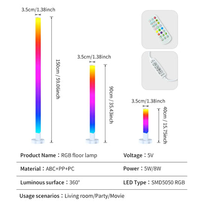 RGB LED Floor Lamp – Remote & APP Control, Music Sync Corner Lighting, Modern Mood Lamp for Bedroom, Living Room & Gaming Decor