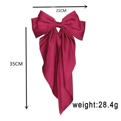 Chiffon Bow Hair Clip: Large Bowknot Stain Hairpin Barrette for Women - Solid Color Ponytail Clip, Stylish Headwear Gift