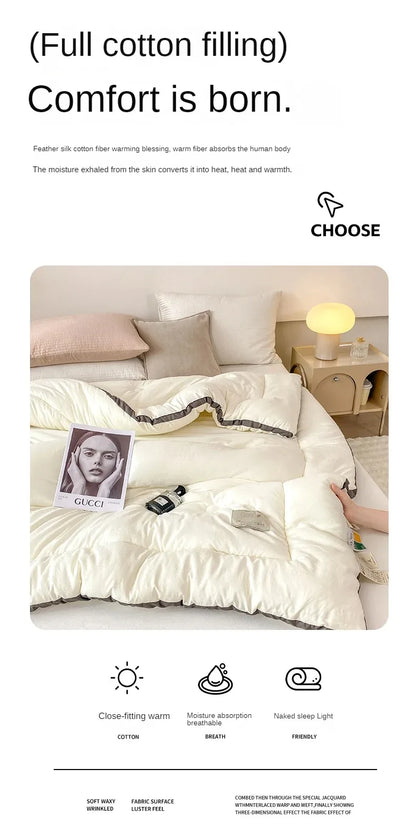 Soybean Fiber Cotton Quilt – All-Season Universal Winter, Spring & Autumn Comfort, Thickened & Warm Quilt Core