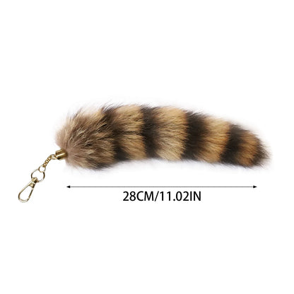 Plush Fur Tail Keychain - Soft Fluffy Faux Fur Bag Charm Pendant for Girls & Children 28cm