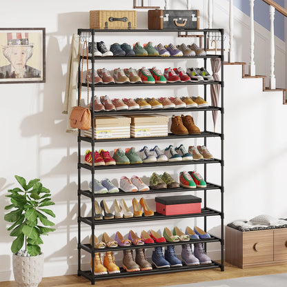 Tribesigns 10-Tier Shoe Rack Organizer – Vertical Shoe Shelf with 4 Drawer Bins, Holds 32 Pairs for Closet & Entryway