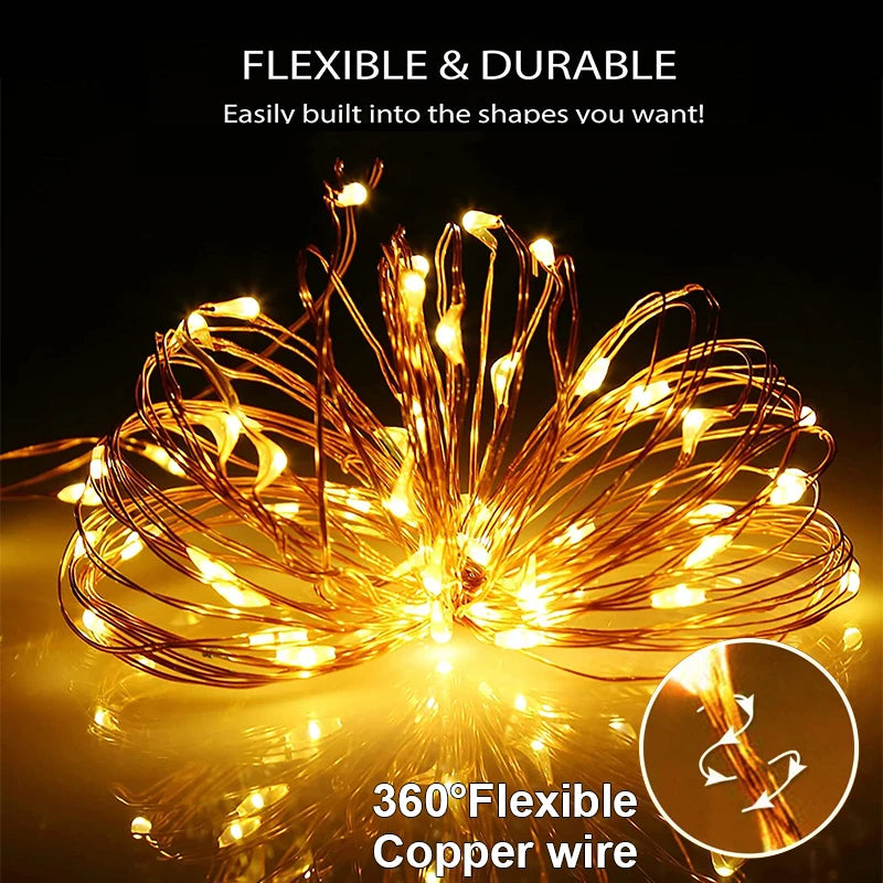 Solar LED String Lights - Outdoor Waterproof Festoon Garden Decor - Christmas Fairy Garland String Lights