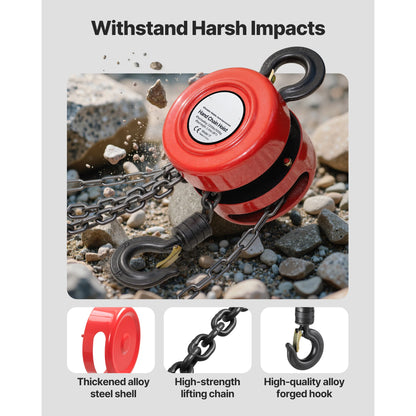 SucceBuy Manual Chain Hoist - 1T/2T Hand Chain Block with 8/10/20 ft Lifting Height for Garage & Warehouse