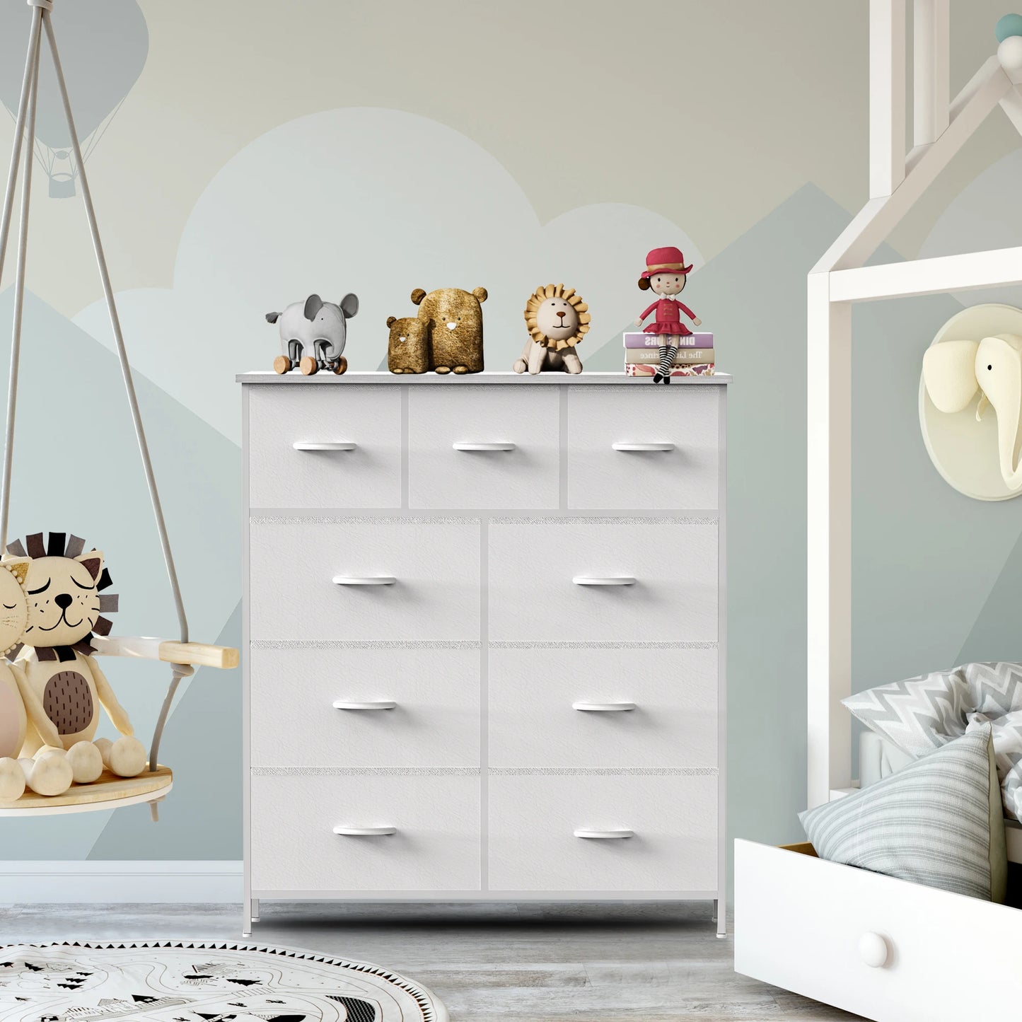 Dresser for Bedroom – 9 Fabric Storage Drawers, Tall Chest Organizer for Adult & Kids Clothes, Closet Cabinet Furniture