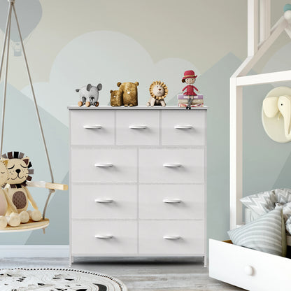 Dresser for Bedroom – 9 Fabric Storage Drawers, Tall Chest Organizer for Adult & Kids Clothes, Closet Cabinet Furniture