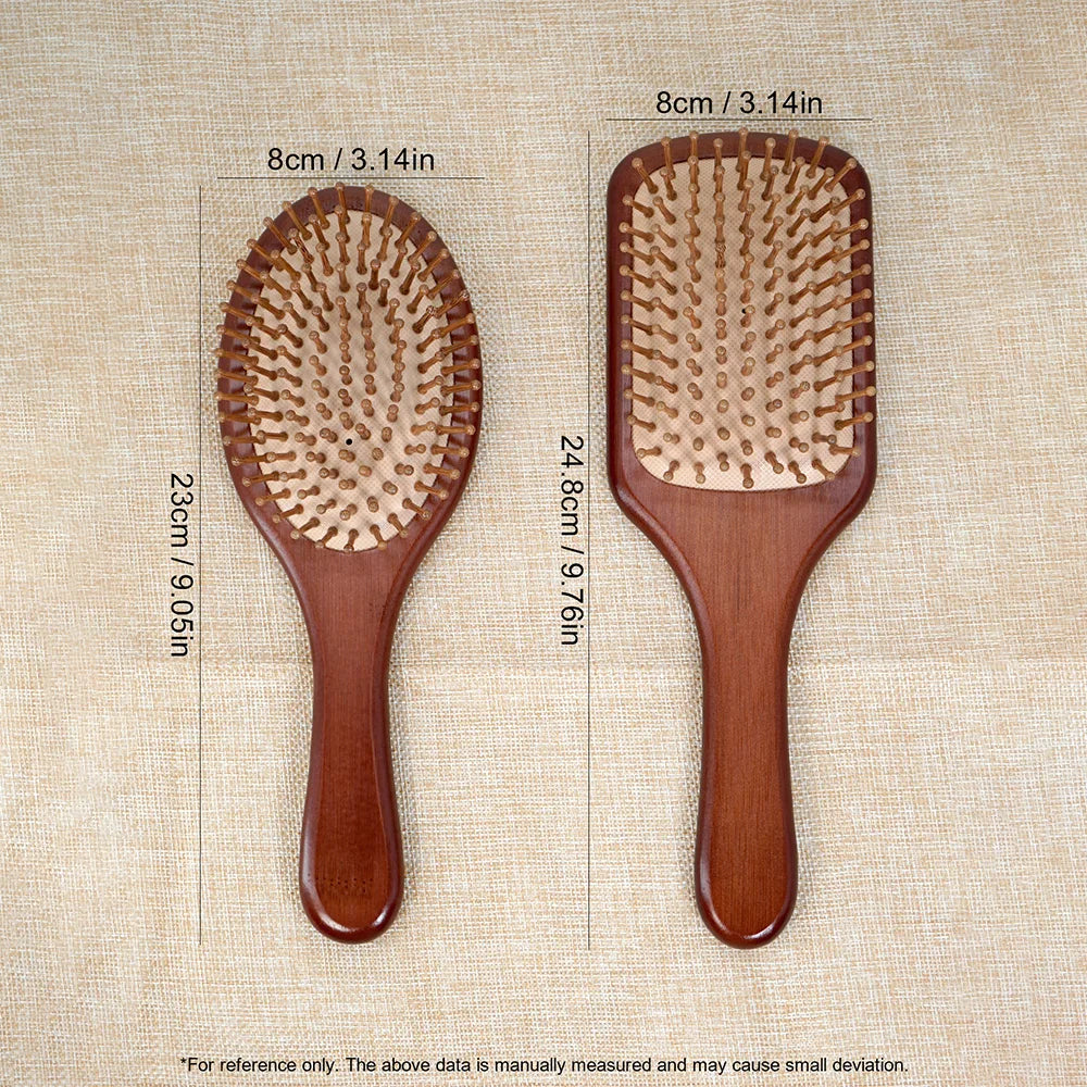 Bamboo Hair Brush with Wide Teeth & Air Bag - Smooth Scalp Massage Comb for Women Hairdressing Styling Tools