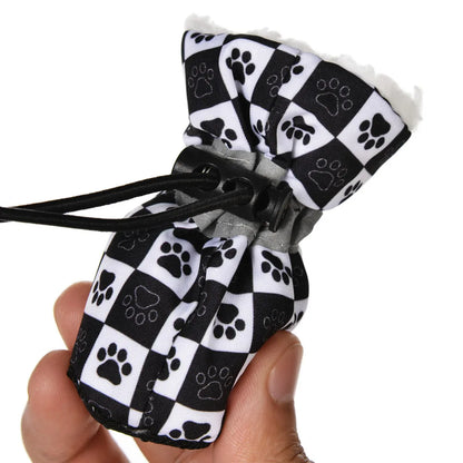 Keep Your Pet's Paws Warm and Dry with 4pcs Waterproof Winter Dog Shoes - Anti-Slip Rain and Snow Boots for Small Cats and Puppies