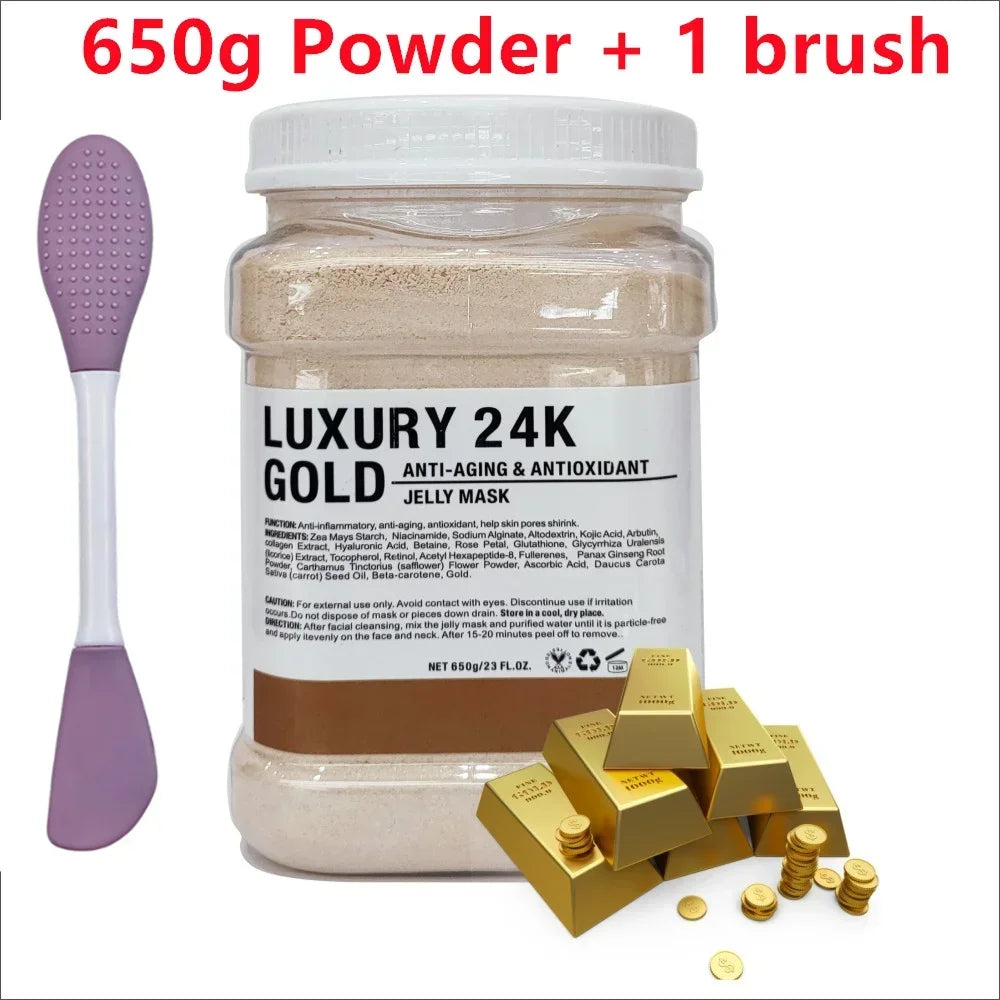 650g Chamomile & Hyaluronic Acid Facial Mask Powder – Moisturizing Rose Jelly Skin Care Mask with Silicone Brush for Elasticity Boost