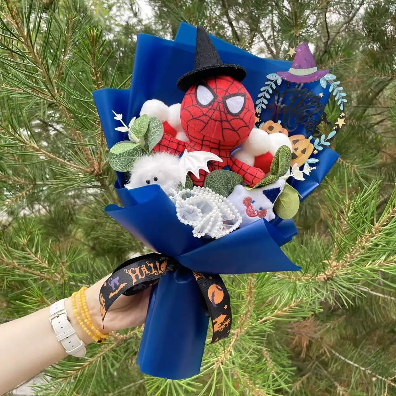 Spider-Man Superhero Plush Doll – Handmade Stuffed Bouquet Gift for Boys Birthday Christmas Graduation