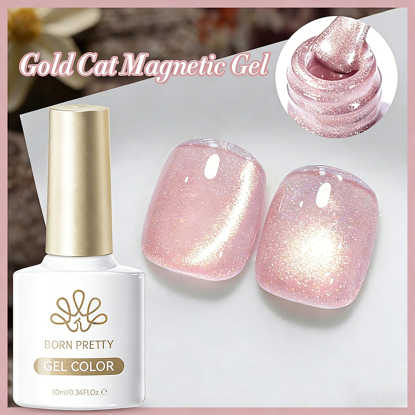 BORN PRETTY Cat Magnetic Gel Nail Polish 117 Colors 10ml Full Coverage Semi-Permanent Soak-Off Nail Varnish for Salon Manicure Glitter Cat Eye Nails