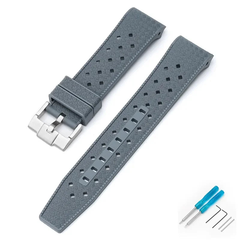 Curved End Strap for Swatch X Blancpain Fifty Fathoms – 22mm Waterproof Liquid Silicone Watch Band for Men & Women