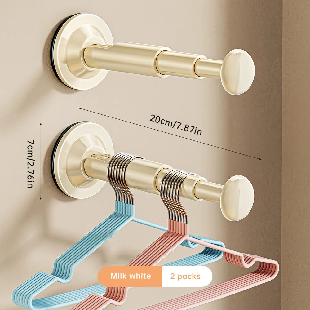 1/2pcs Hanger Storage Rack – No-Drill Suction Cup, Retractable & Adjustable Space-Saver for Home & Office