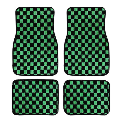 4PCS Dadu Dice Car Floor Mats - Checkered Anti-Slip Carpet Foot Pad Set