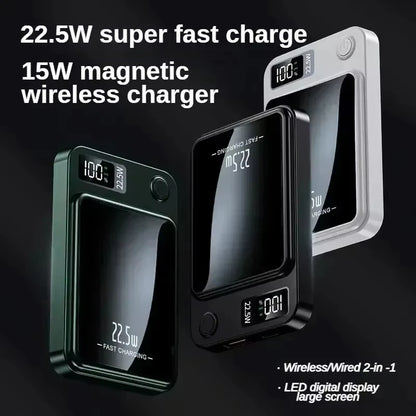 Lenovo 100000mAh Magnetic Power Bank - Wireless Fast Charger Portable Battery Pack for iPhone, Samsung & Xiaomi