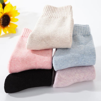 Winter Warm Wool Socks for Women - Thick Plush Solid Color, Soft Thermal Sleep Socks for Christmas and Cold Weather