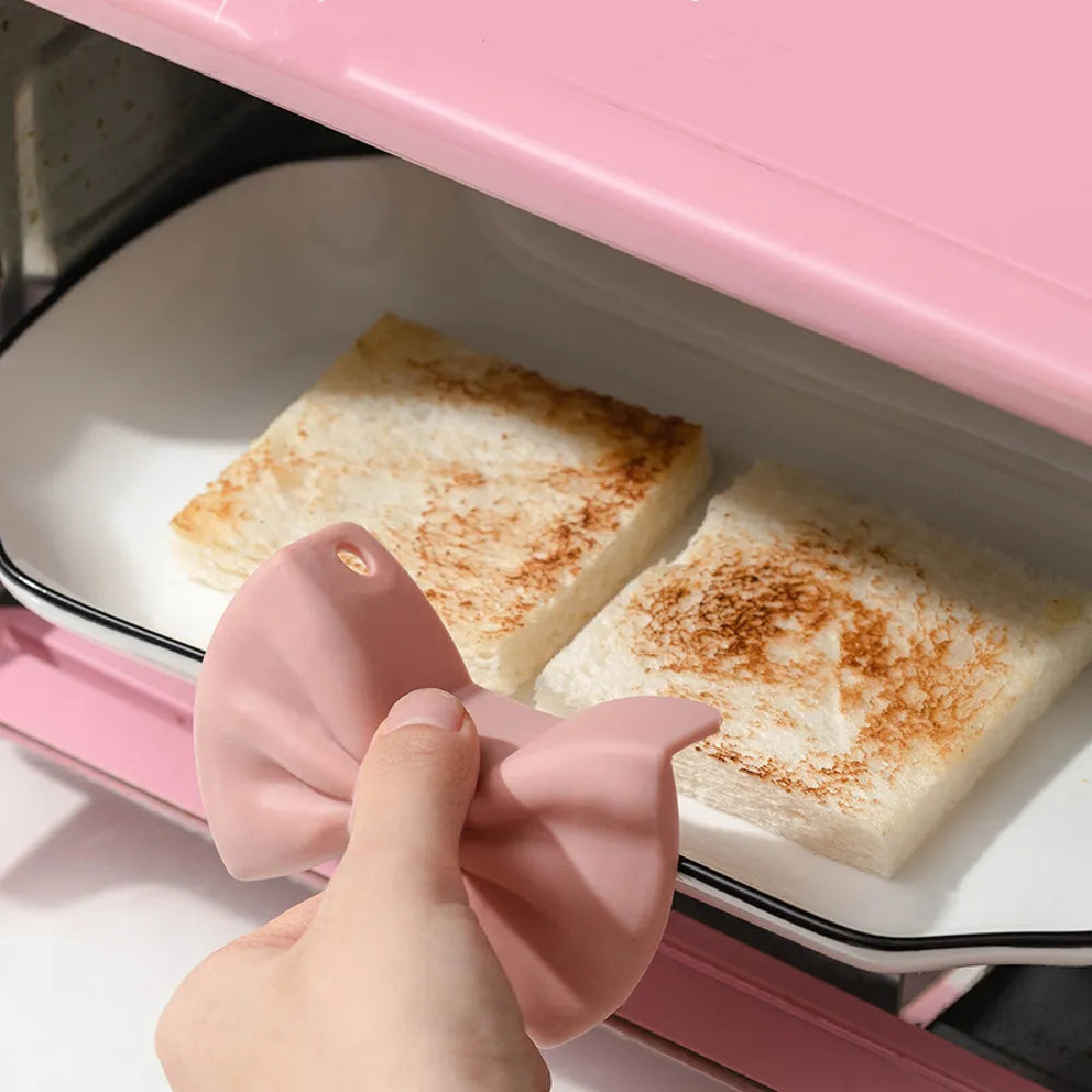 Kitchen Pot Clip - Anti-Scald Non-Slip Handle Cover with Creative Bow Shape Design - Cooking Oven Glove with Bowknot
