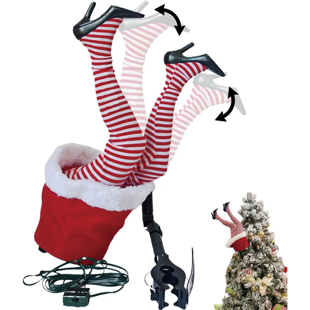 Fun Christmas Tree Leg Decoration | Plush Topper & Sticky Holiday Tree Ornament