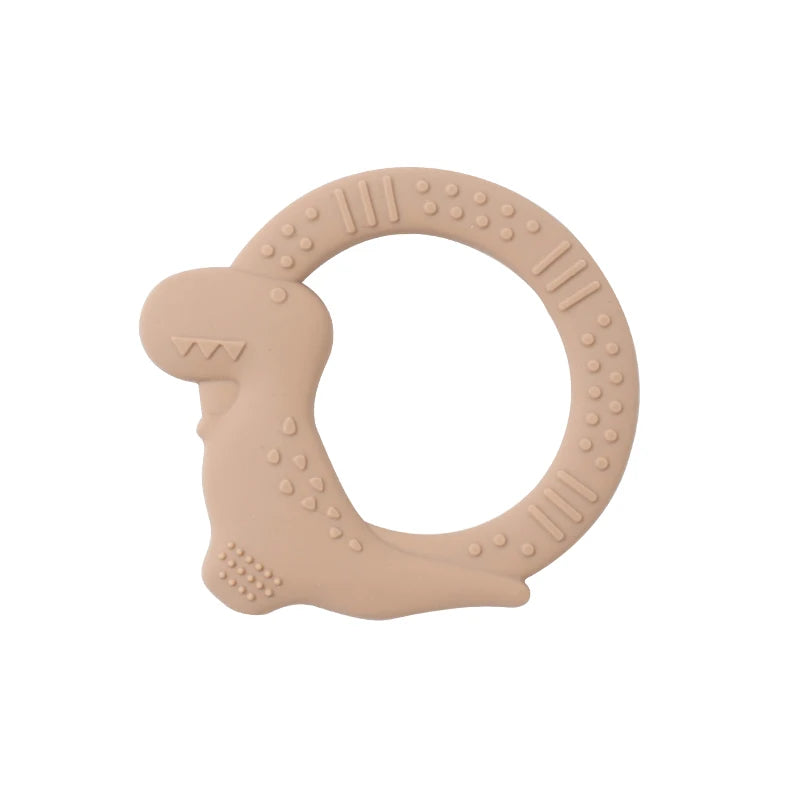 BPA Free Silicone Dinosaur Teether - Baby Molar Stick Chew Toy for Toddlers Infant Teething Relief