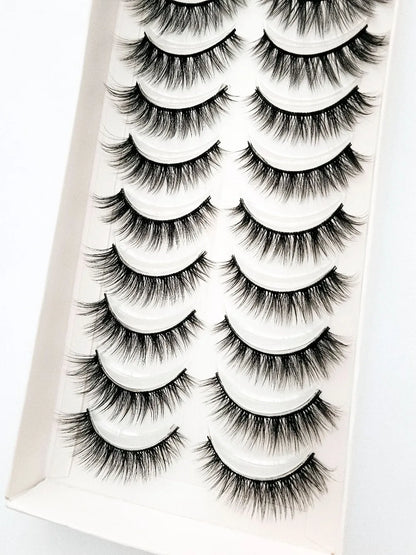HBZGTLAD 10 Pairs 3D Faux Mink False Eyelashes – Natural Long Look Short Mink Lash Extensions for Makeup & Beauty