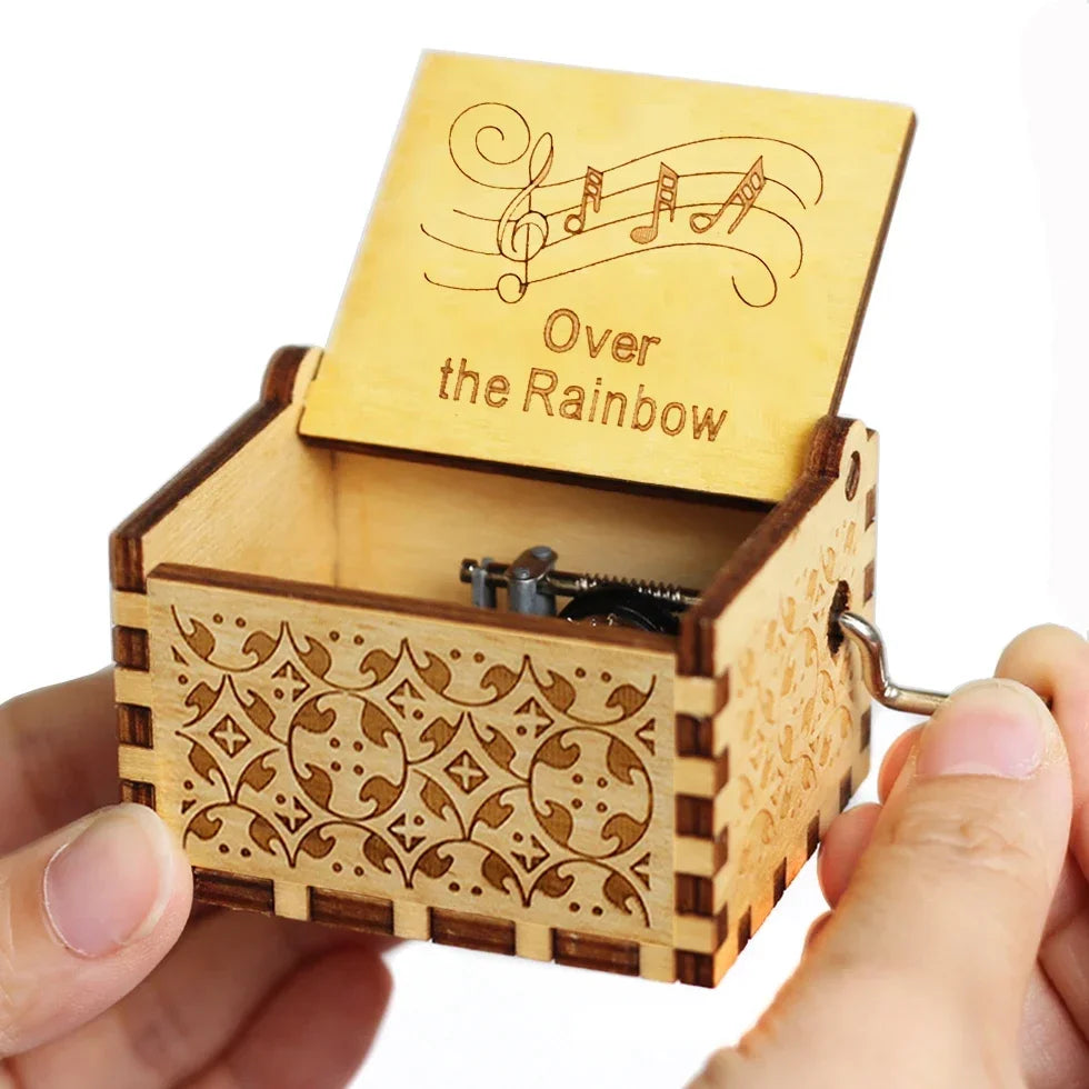 Wooden Hand Crank Jurassic Park Music Box – Classic Theme Melody Gift for Kids & Collectors
