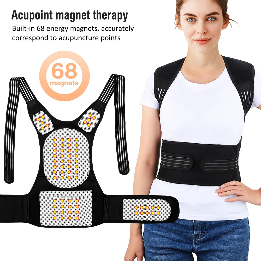 Tourmaline Magnetic Heated Vest — Self-Heating Thermal Waist Brace & Lumbar Support Corset for Posture Correction and Pain Relief