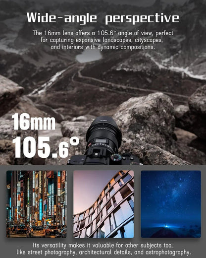 Viltrox AF 16mm F1.8 FE Wide Angle Fisheye Lens – Full Frame Camera Lens for Sony E Mount A7II, A7III, A7IV, A7SIII, A7RV, ZVE1
