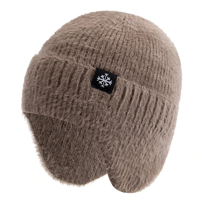 Women’s Earflap Winter Hat – Candy Color Faux Fur Knit Beanie, Kpop Style Streetwear Cap