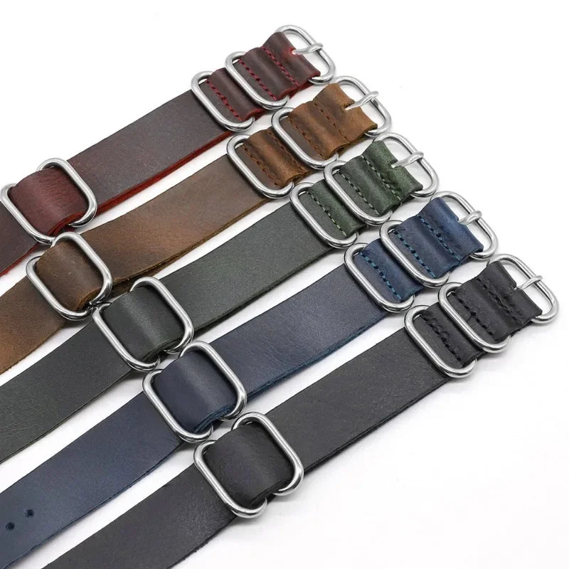 Vintage Genuine Leather Watch Strap – Handmade Brown Cowhide Replacement Band for Men & Women (18mm, 20mm, 22mm)