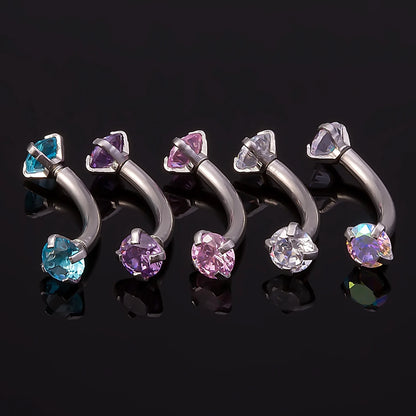 Crystal Curved Barbell Piercing Earrings – Daith, Helix, Tragus & Cartilage Body Jewelry Stud Ring