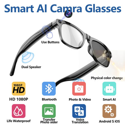 Xiaomi Mijia 4K HD AI Smart Glasses — Color Changing with 100MP Camera, Bluetooth Call & Voice Assistant Control