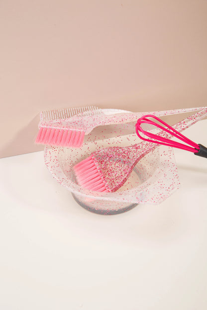 4pcs Hair Styling & Highlight Dyeing Set – Sparkling Comb, Oil Brush, Single-Sided Soft Hair Pearl Dyeing Brush