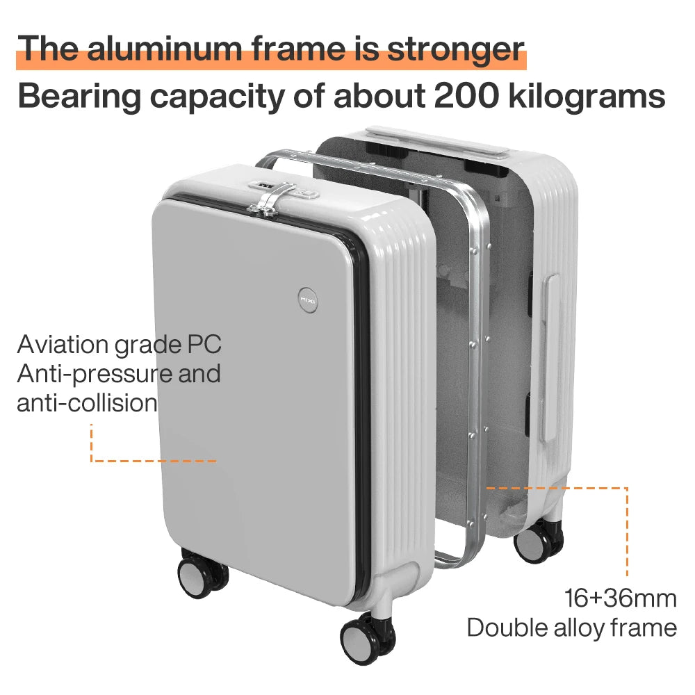 Mixi Aluminum Frame Carry-On Suitcase – 20"/24" Rolling Luggage with USB Port, Cup & Phone Holder