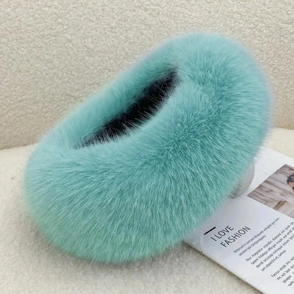 Winter Faux Fur Bucket Hat for Women – Fluffy Thick Plush Fisherman Hat, Coldproof & Windproof Skiing Fashion Panama Cap