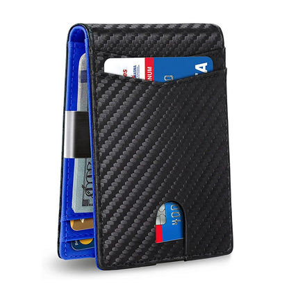 RFID Carbon Fiber Slim Wallet for Men – Luxury Money Bag, Thin Card Holder, Small Short Billfold Purse