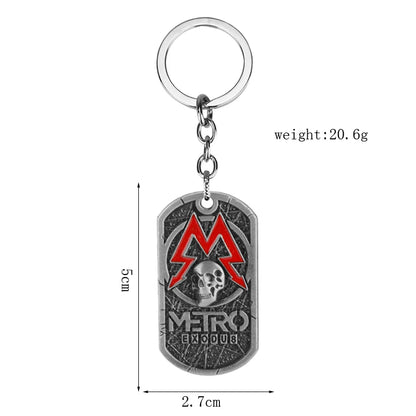 Metro Exodus 2033 Dog Tag Necklace – Retro Skull Pendant, Unisex Gamer Jewelry Gift