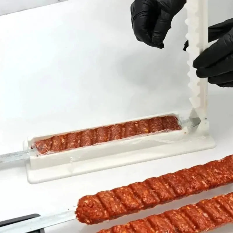 New Single Row Kebab Maker - BBQ Meat Skewer Machine, Reusable Plastic Kebab Press - Kebab Preparation BBQ Tool for Easy Skewering