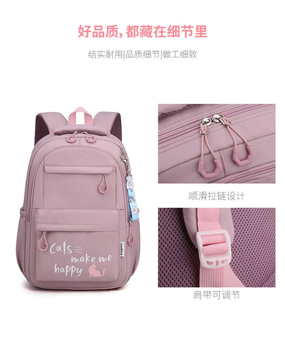 Teen Girls School Backpack | Pink Waterproof Bag for Primary & Middle School Students