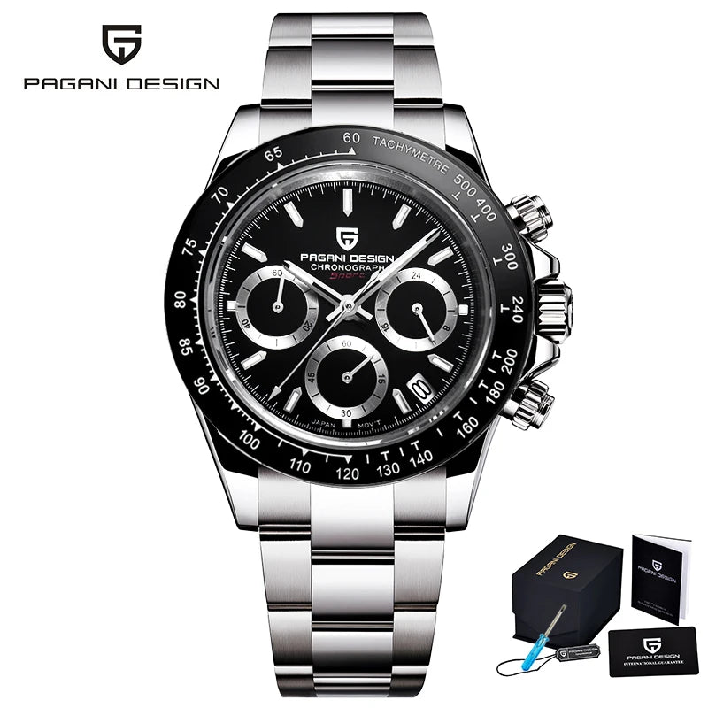 PAGANI DESIGN 2024 Quartz Men's Luxury Business Watch – Chronograph VK63 Waterproof