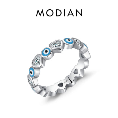 MODIAN 925 Sterling Silver Blue Ghost Eyes Ring — Sparkling Cubic Zirconia for Women
