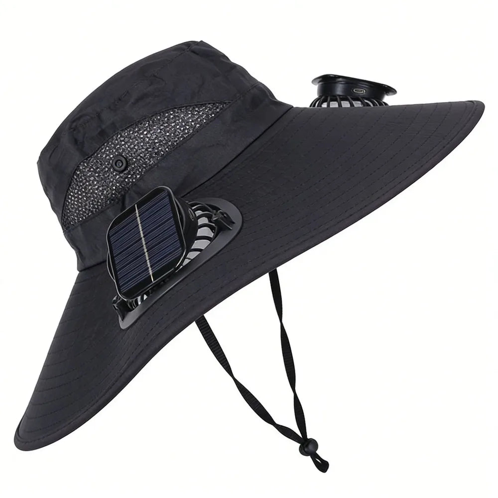 Solar Fan Hat - Breathable 3-Speed Cooling Visor Cap with UV Protection for Fishing & Summer