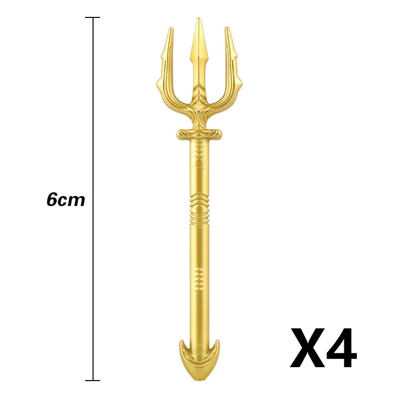 Medieval Figure Weapons Building Blocks Kit – King Sword, Lion Shield, Trident & Double-Edged Axe Battle Toy