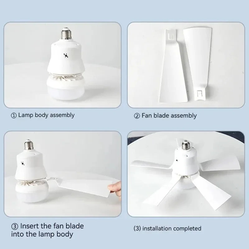30W E27 Ceiling Fan Light with Remote - LED Dimming Function, Intelligent Silent Fan for Bedroom & Living Room