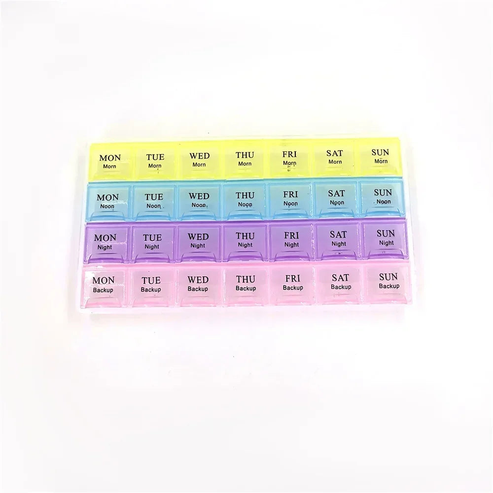 Weekly Pill Organizer Box – 2/3/4 Row Medicine Storage Container with Compartments for 7 Days