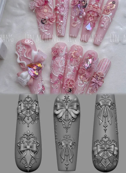 Snake Lolita Bow, Mushroom, Rose, Lotus, Bear 3D Acrylic Nail Mold - DIY Silicone Nail Decorations & Nail Art Products