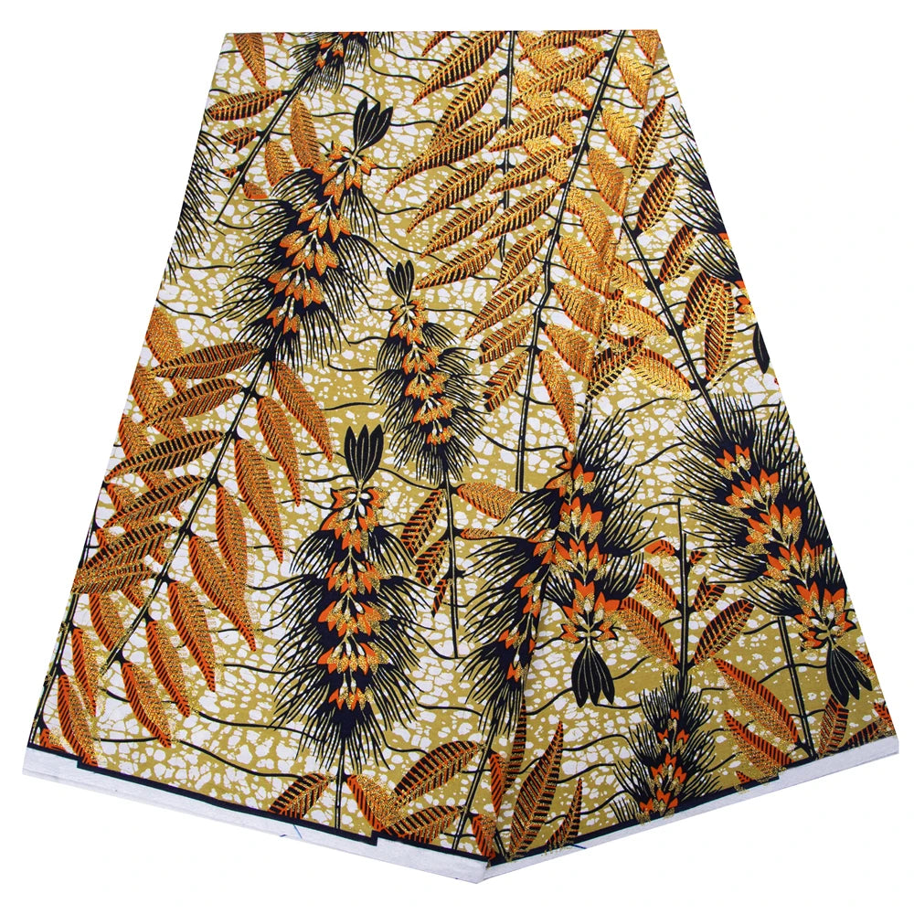 Shine African Ankara Wax Fabric - 6 Yards 100% Cotton Hot Stamping Print for Party Dresses, Sewing & Crafts