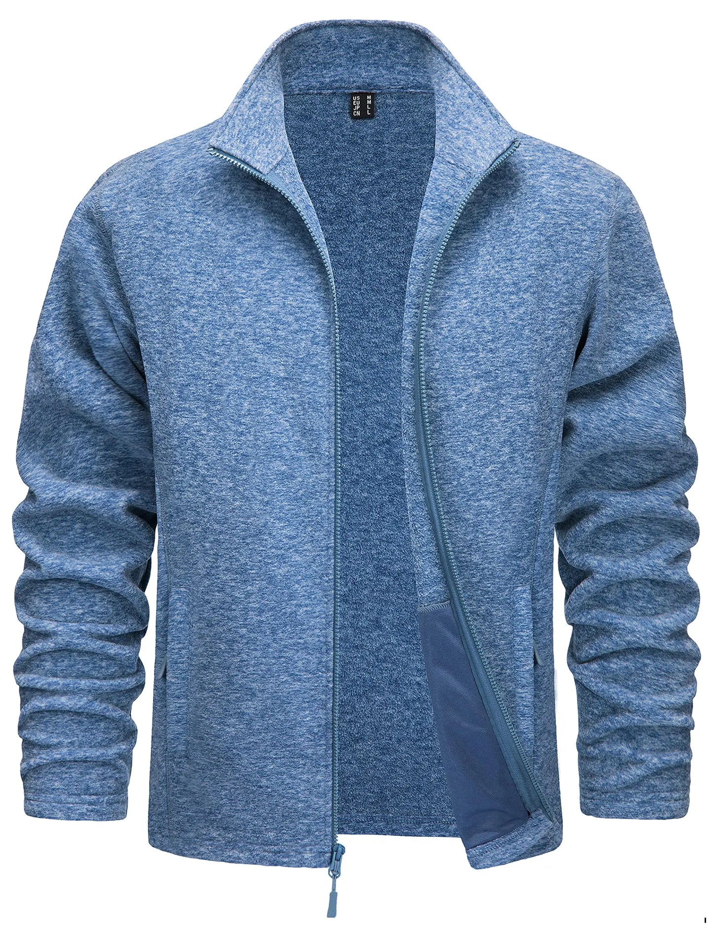 TACVASEN Men’s Lightweight Fleece Jacket - Full Zip Spring Casual Outdoor Sportswear with Pockets & Stand Collar